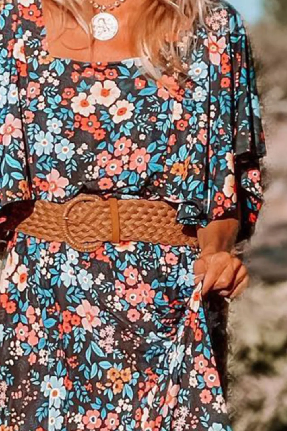 🌸 Tied Printed Round Neck Half Sleeve Dress 🌸