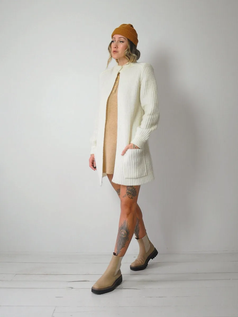 1970's Ribbed Ivory Cardigan