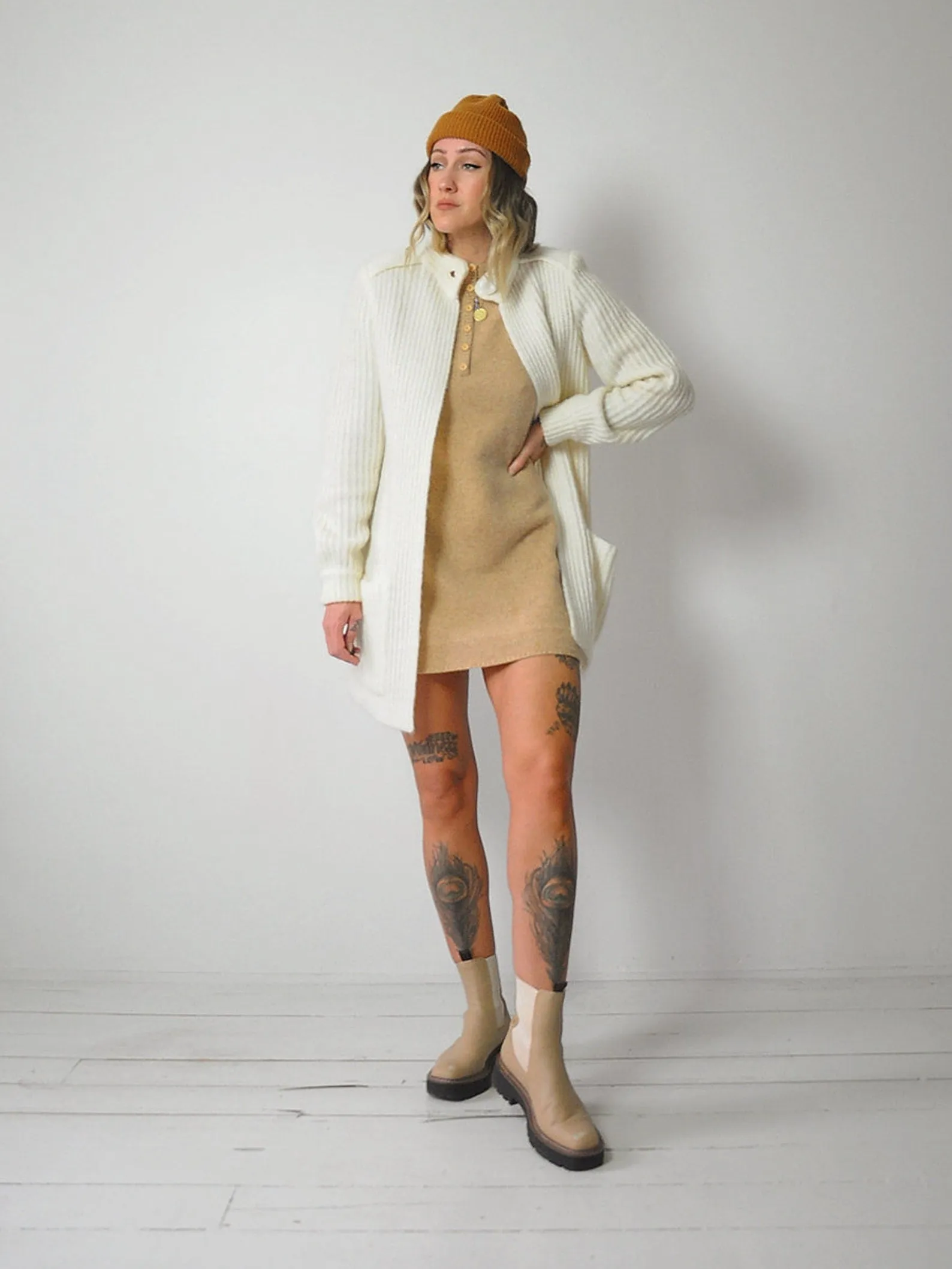 1970's Ribbed Ivory Cardigan
