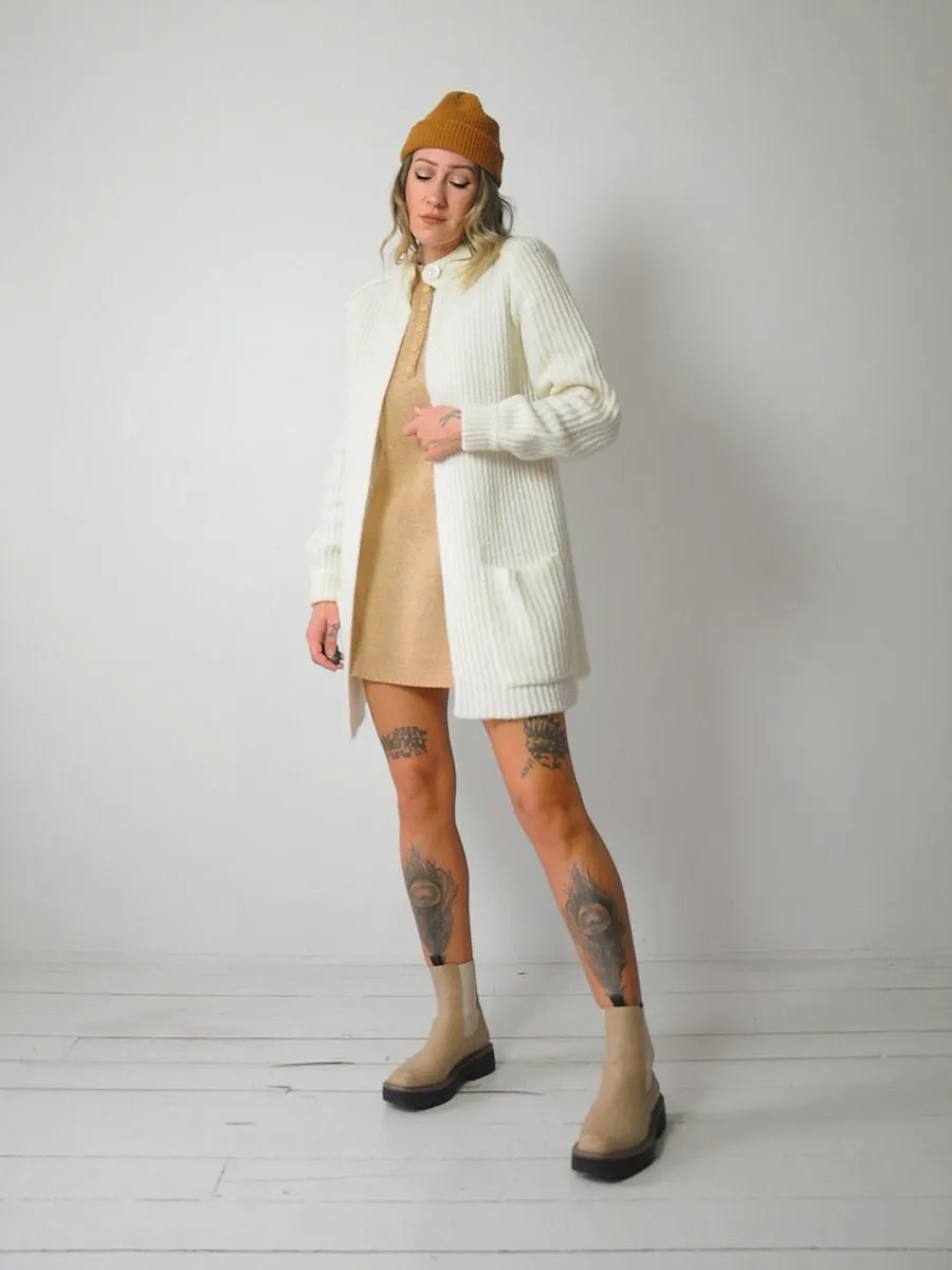 1970's Ribbed Ivory Cardigan