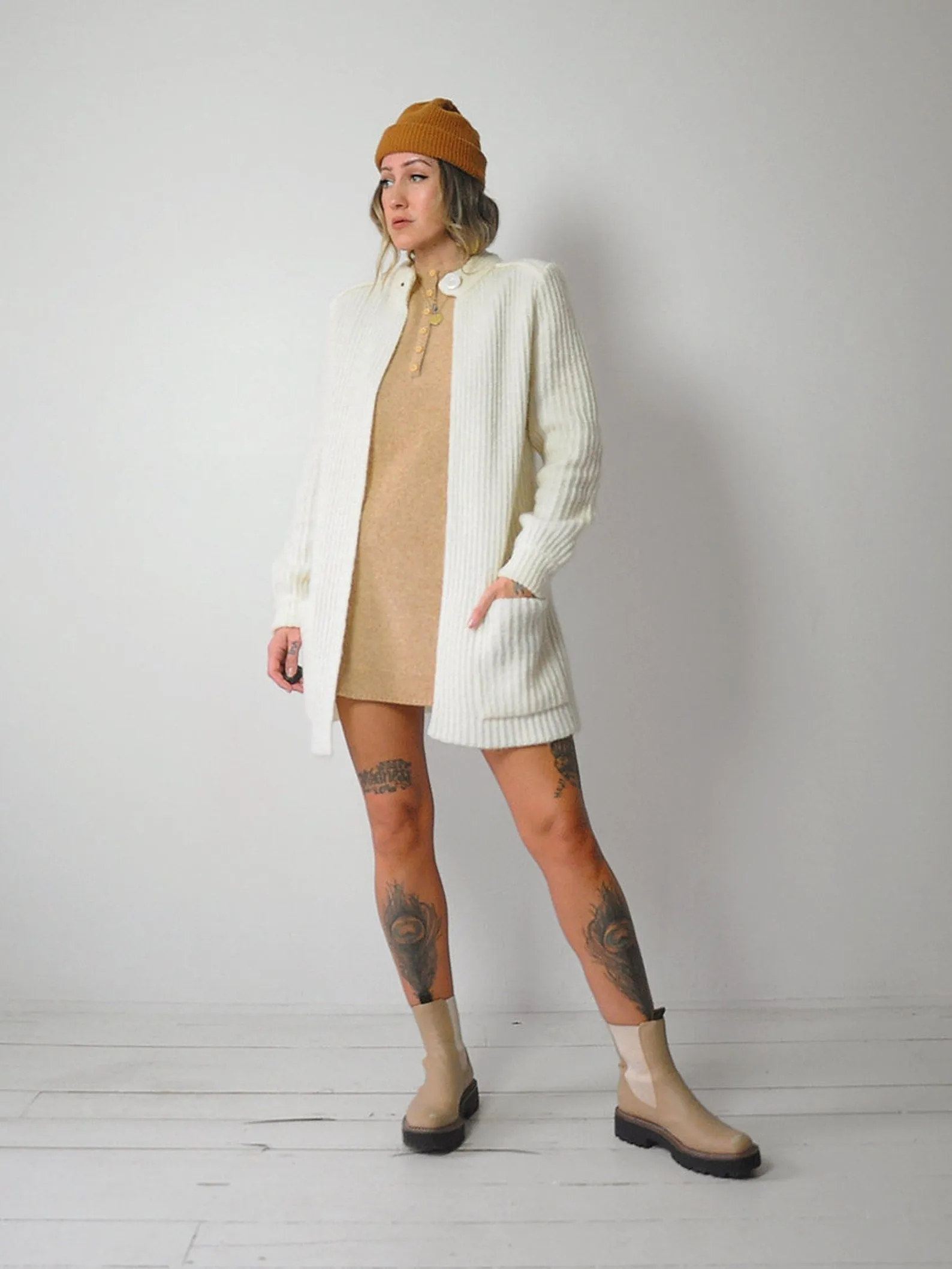 1970's Ribbed Ivory Cardigan