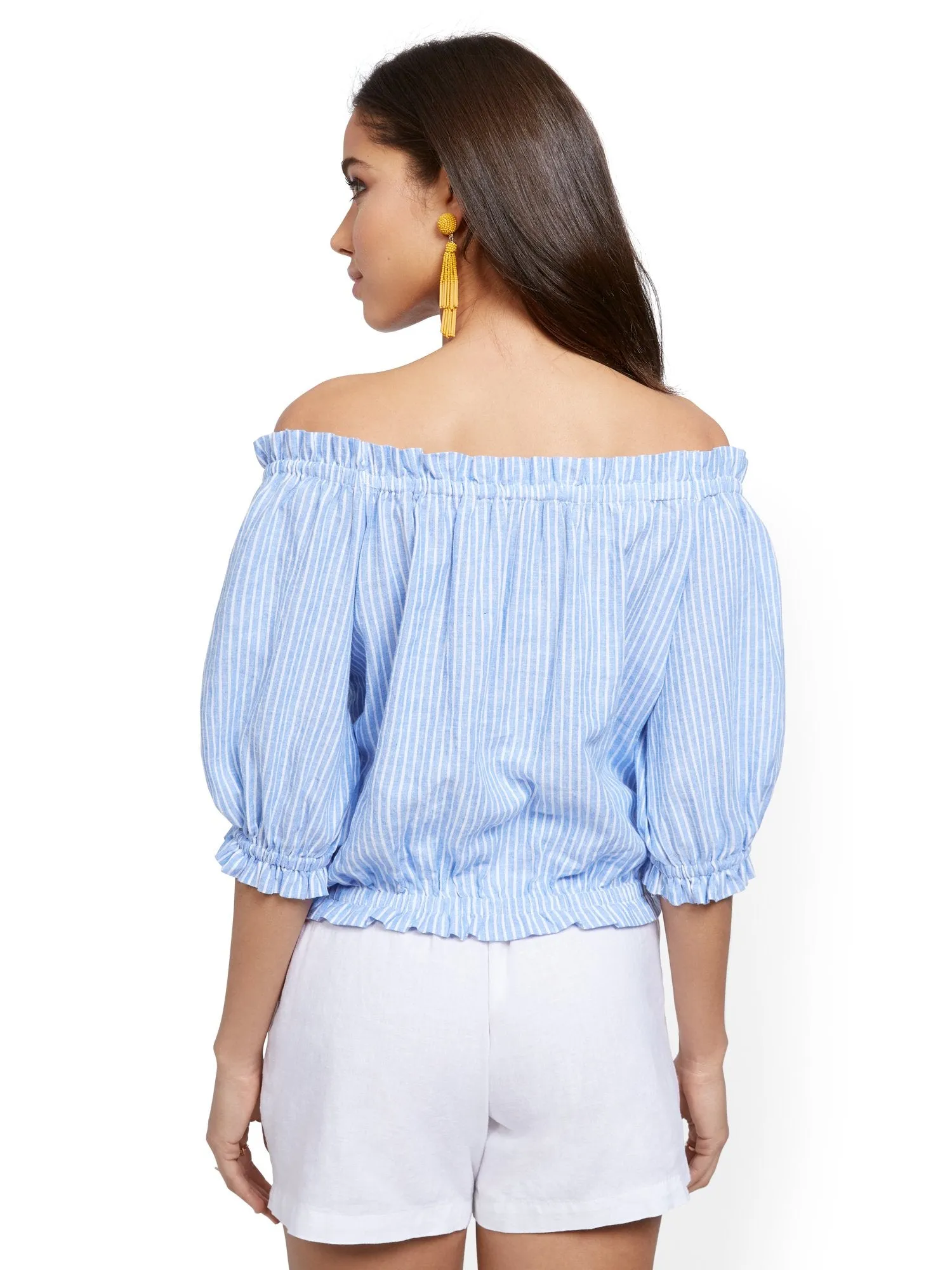 Button-Front Off-The-Shoulder Top