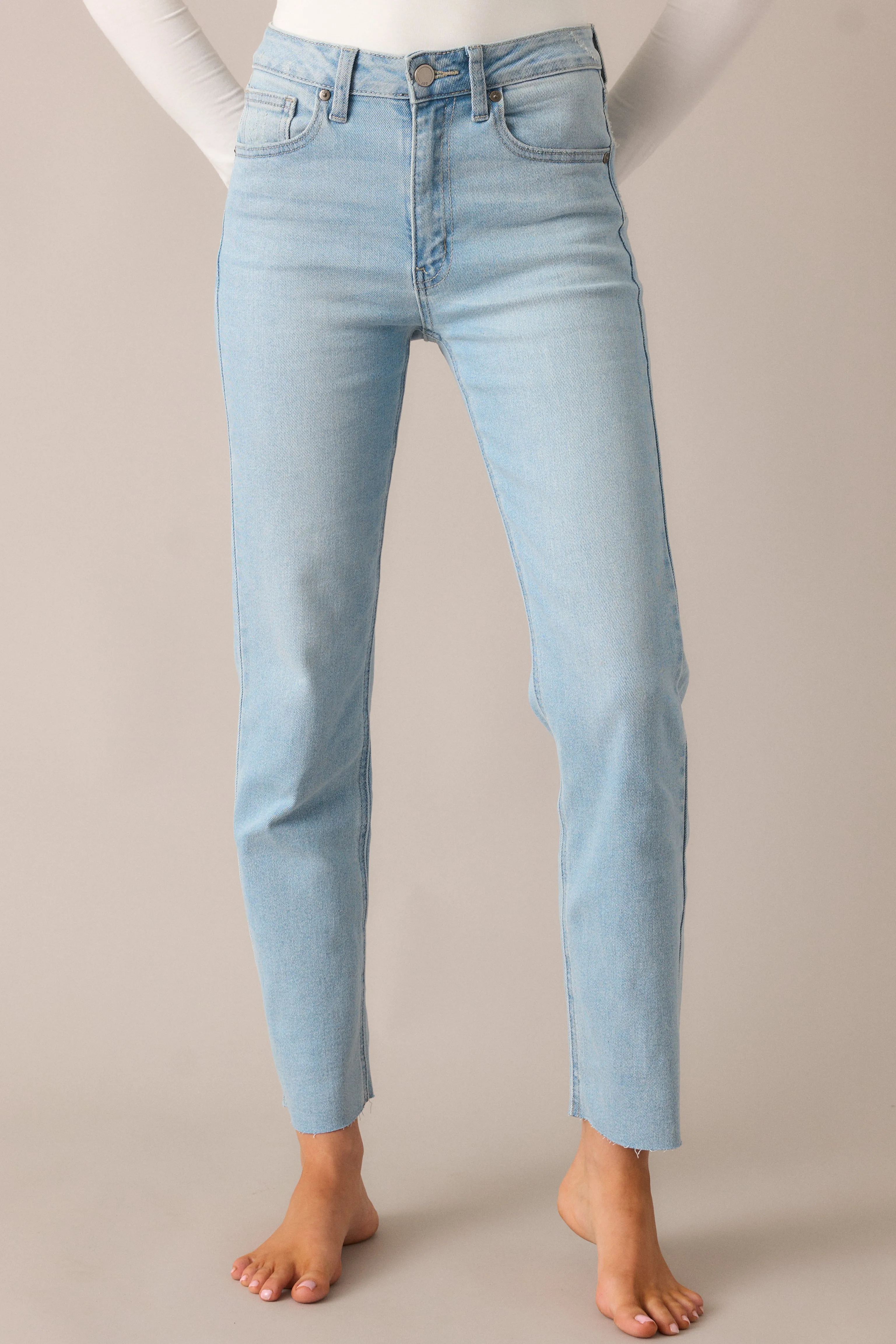 High Standards Light Wash Cropped Straight Jeans
