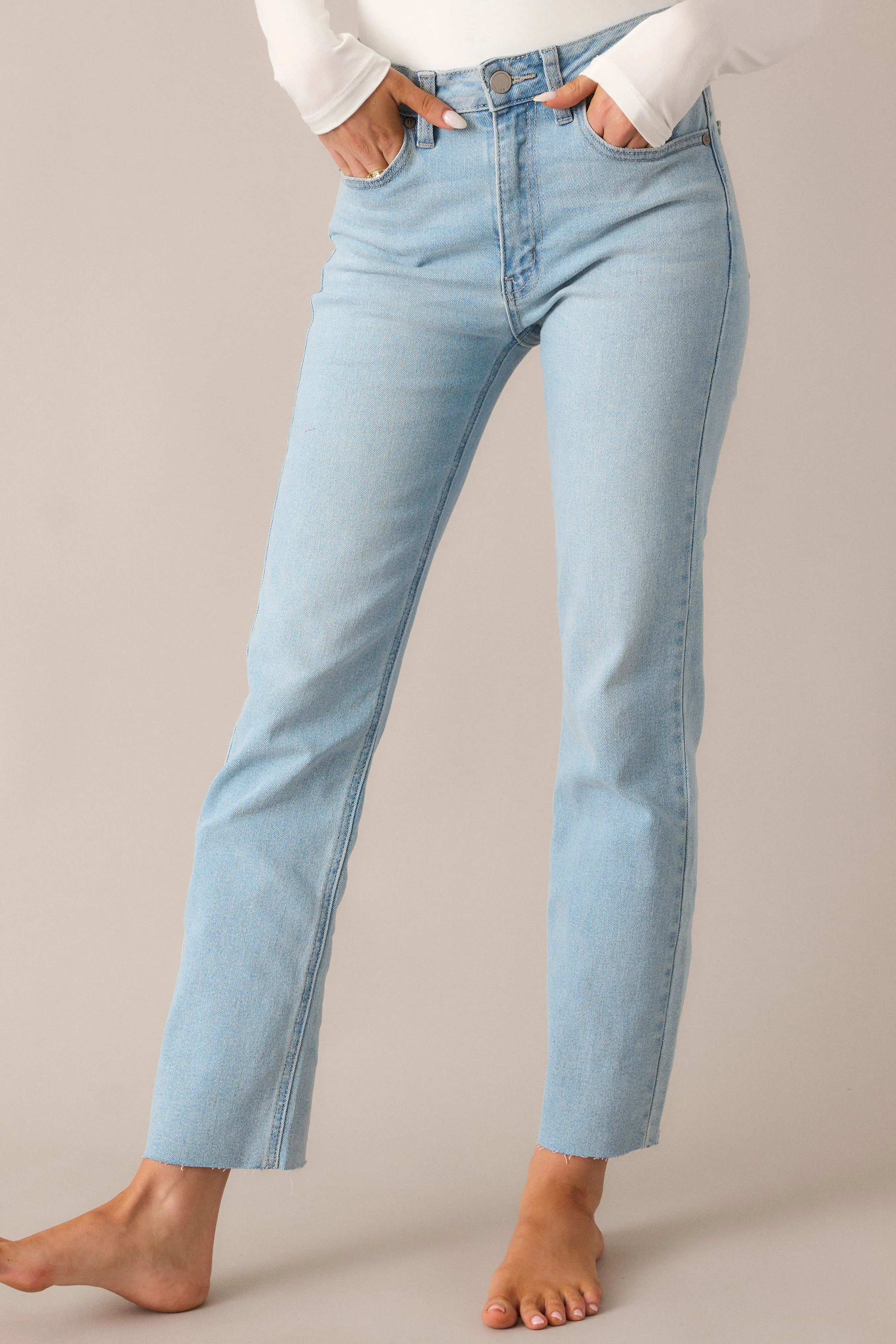 High Standards Light Wash Cropped Straight Jeans