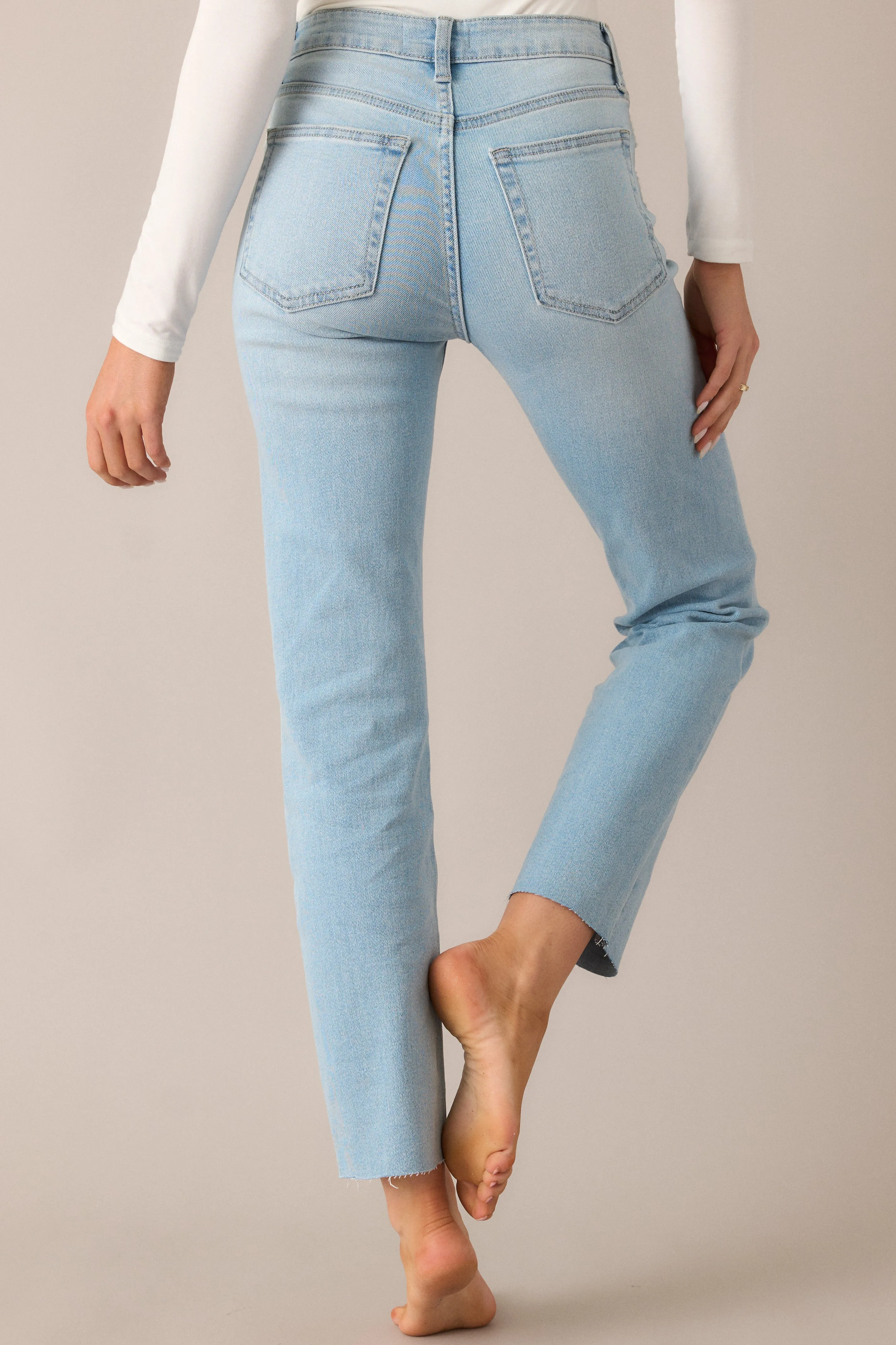 High Standards Light Wash Cropped Straight Jeans