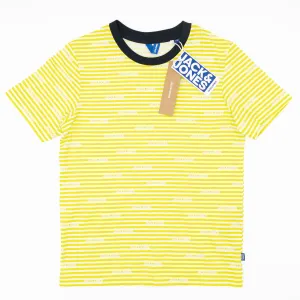 Jack & Jones Kids Lime Green Summer T-Shirts Stripes Casual Crew Neck Tops