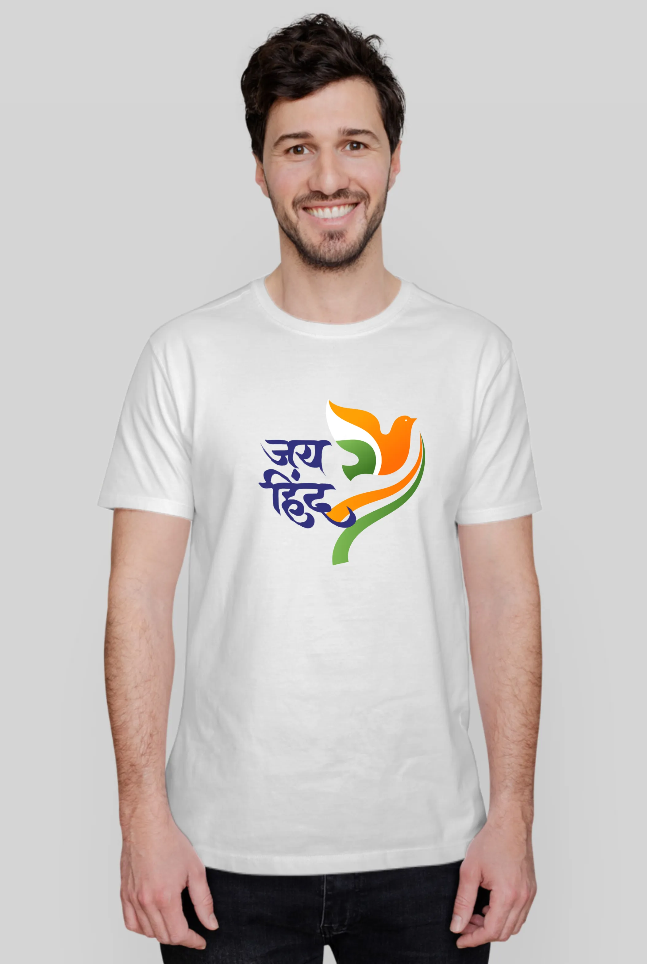 Jai Hind White Printed T-shirt for men