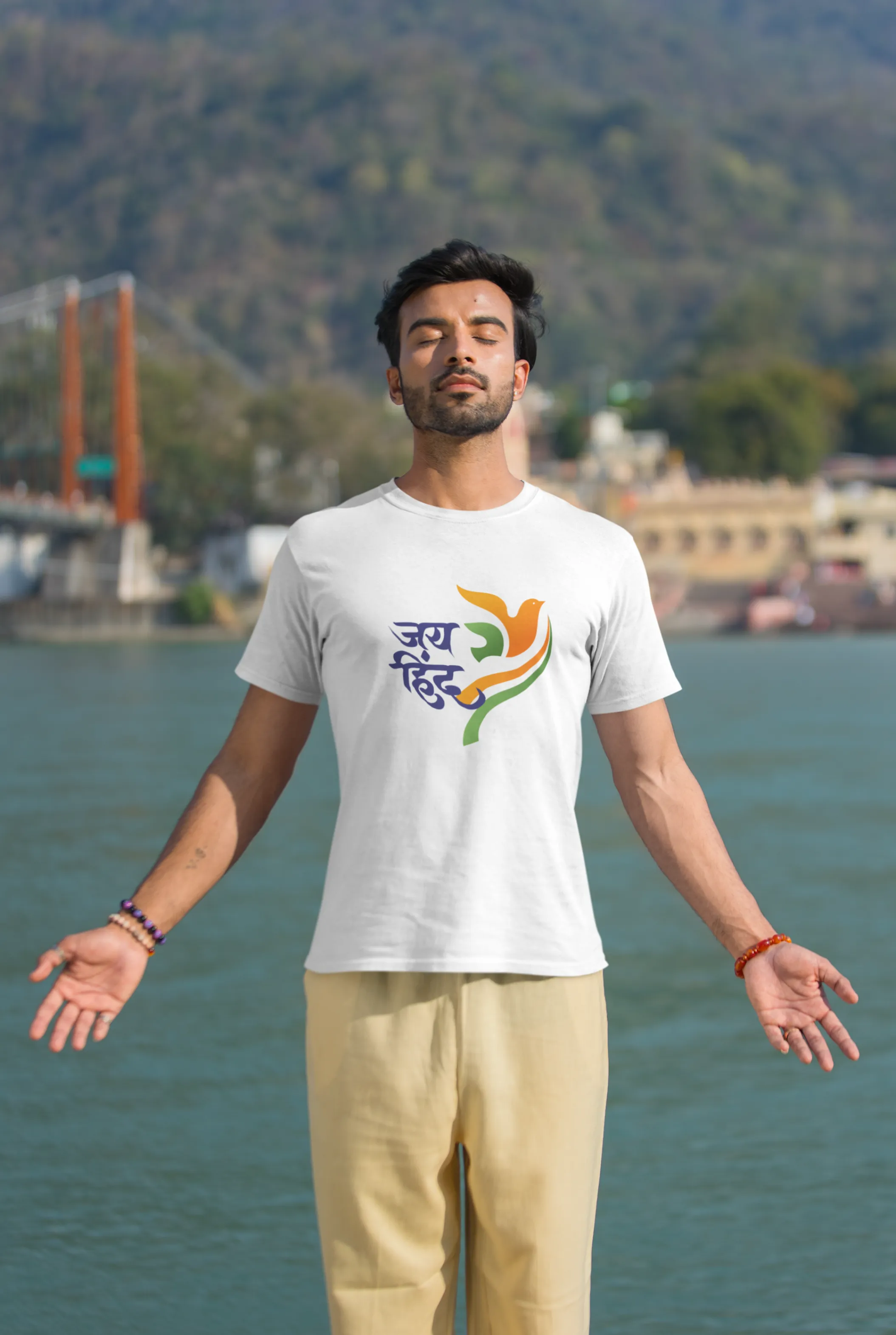 Jai Hind White Printed T-shirt for men