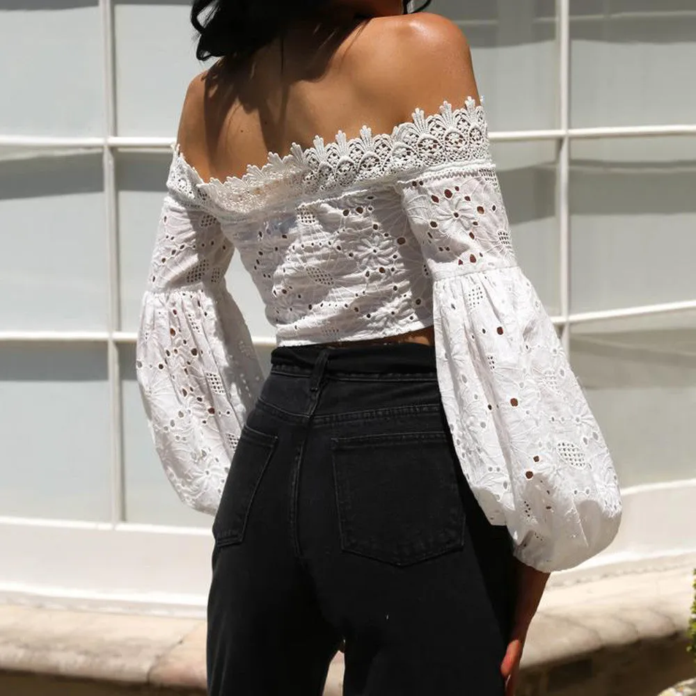 Lois Off Shoulder Long Sleeve Lace Top