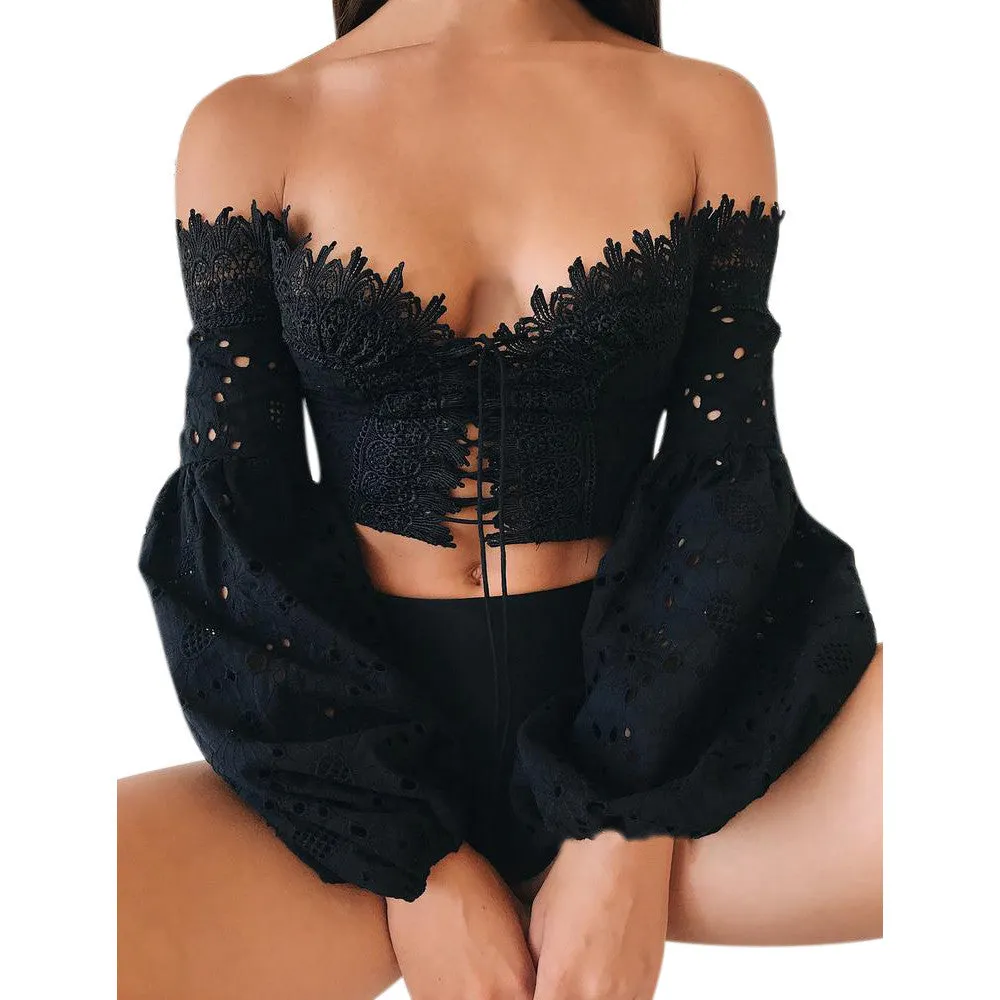 Lois Off Shoulder Long Sleeve Lace Top
