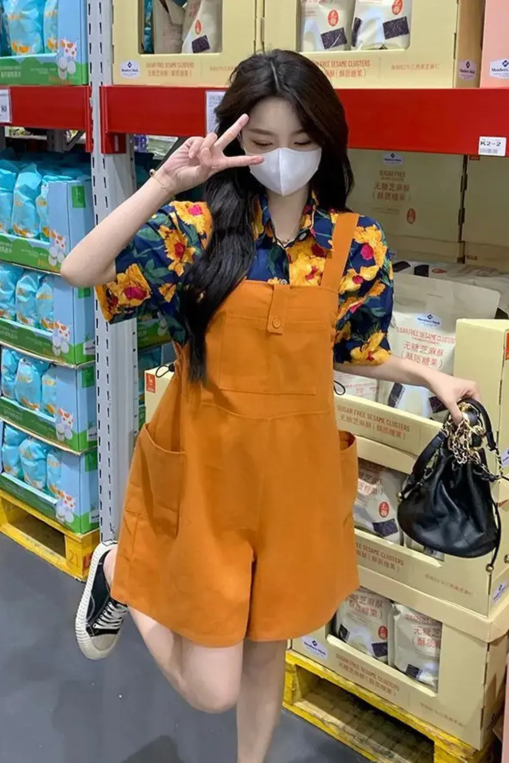Loose Sweet Colors Shorts Jumpsuit