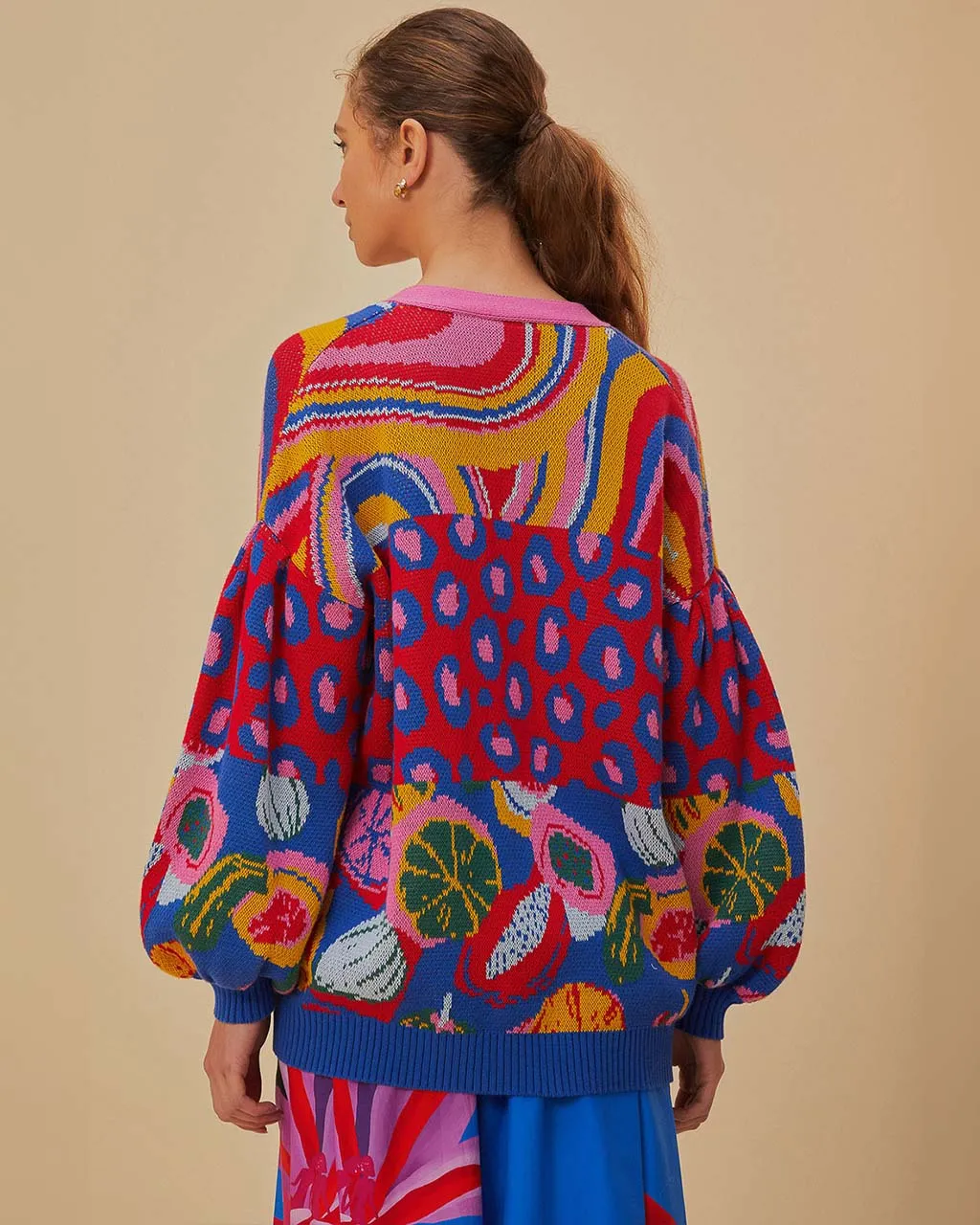 Mixed Prints Knit Cardigan