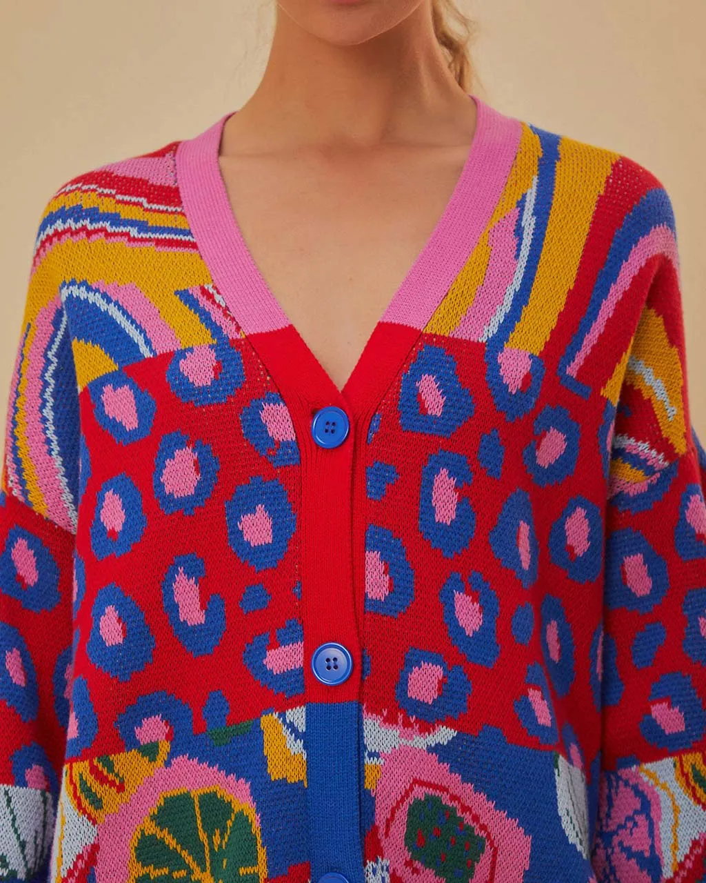 Mixed Prints Knit Cardigan