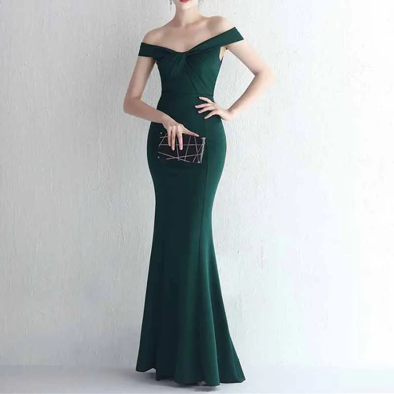 Off the shoulder formal event prom dress women evening ball dress