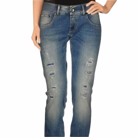 RA-RE Distressed Denim Straight Leg Jeans