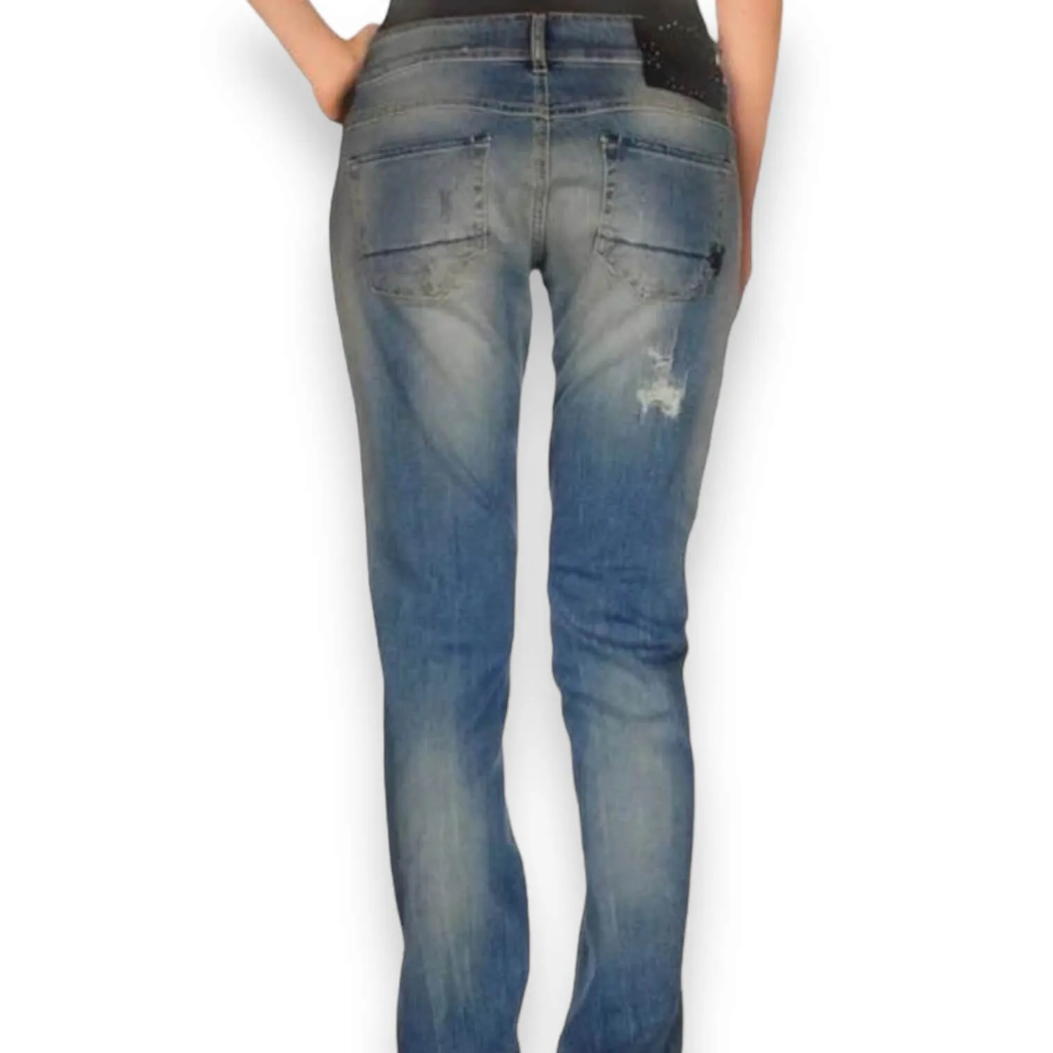 RA-RE Distressed Denim Straight Leg Jeans