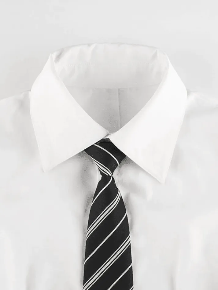 Uniwim ootd Tie Design White Cropped Blouse