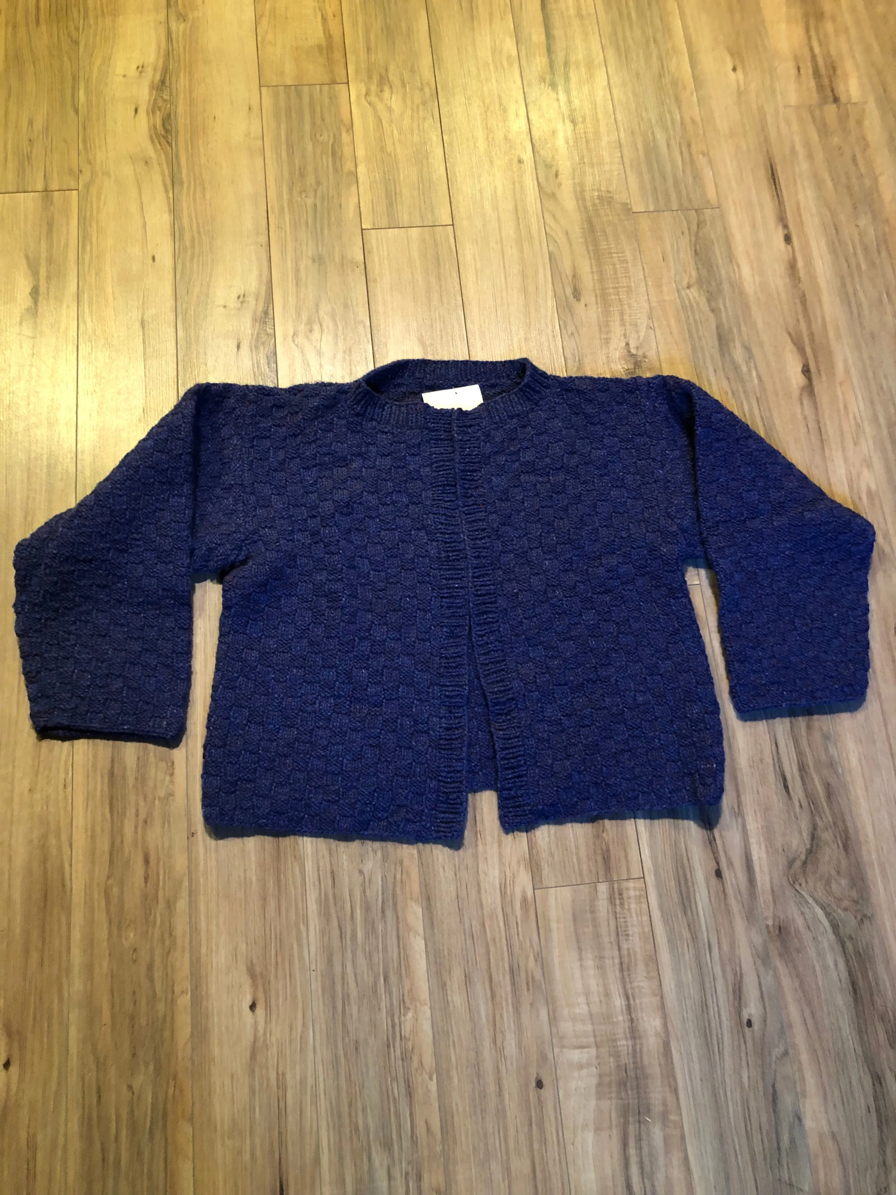 Vintage Hand-Knit Short Wool Cardigan
