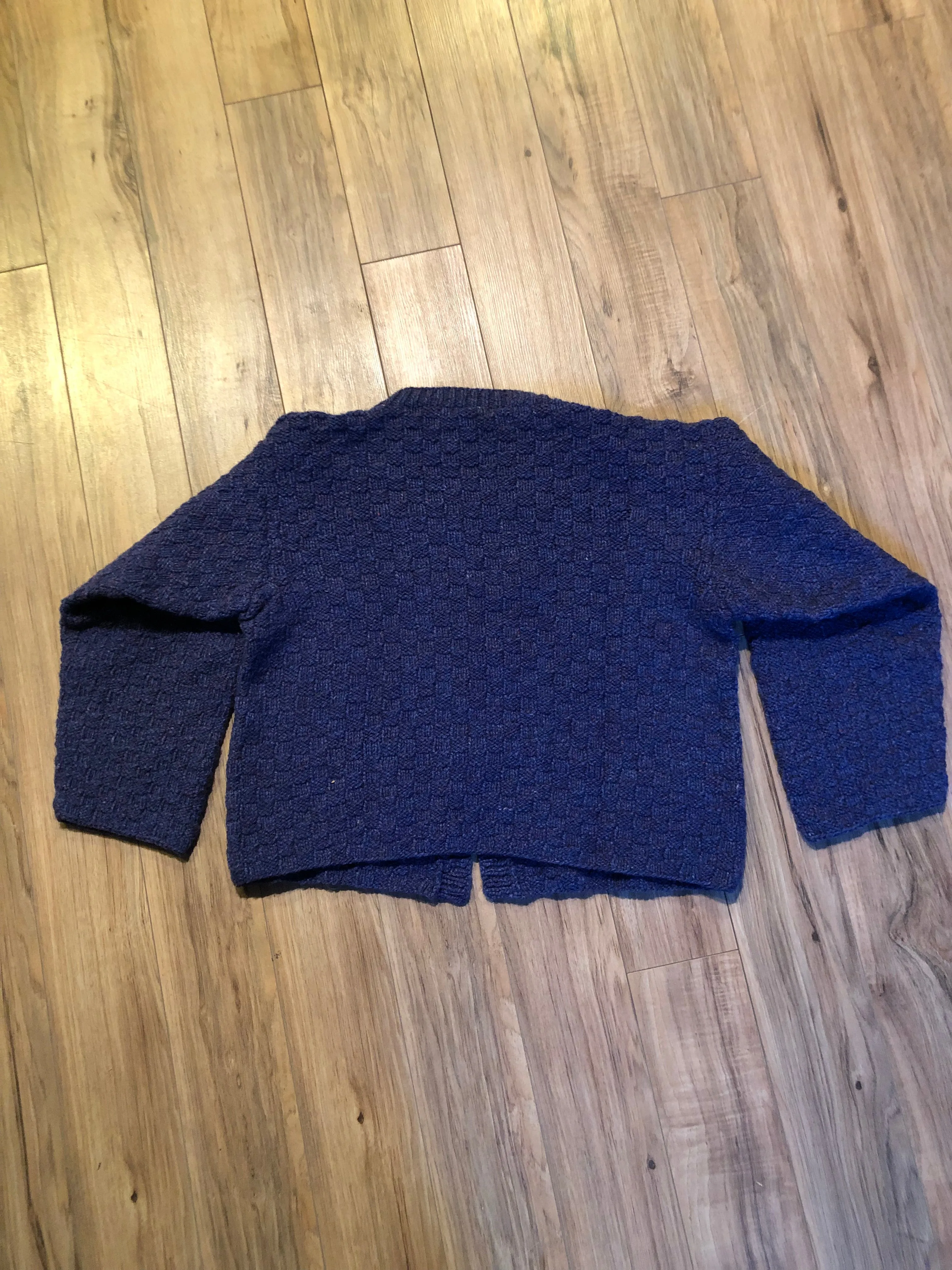 Vintage Hand-Knit Short Wool Cardigan